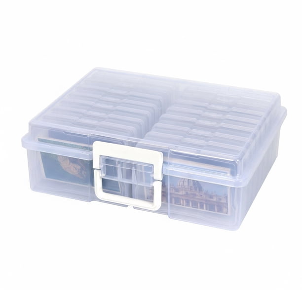 Naiovety Cajas para fotos transparentes para manualidades con cajas, solución para organizar fotografías, tapa abatible, plástico resistente Almacenamiento y organización del hogar
