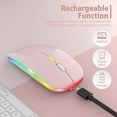 thumbnail image 5 of LED Wireless Mouse, Rechargeable Slim Silent Mouse 2.4G Portable Mobile Optical Office Mouse with USB & Type-c Receiver, 3 Adjustable DPI for Notebook, PC, Laptop, Computer, Desktop (Pink), 5 of 8