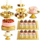 thumbnail image 1 of Juego de soportes para tartas OdoVow de 7 piezas, exhibidor de postres de metal dorado, 1 of 7