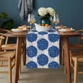 thumbnail image 2 of Dahlia Flower Table Runner - 108 Inch Long, Kitchen Dining Table Runner Dresser Scarves, Farmhouse Botanical Blue Grey Floral Farmhouse Decor for Coffee Tables Wedding Party Banquet, 2 of 8