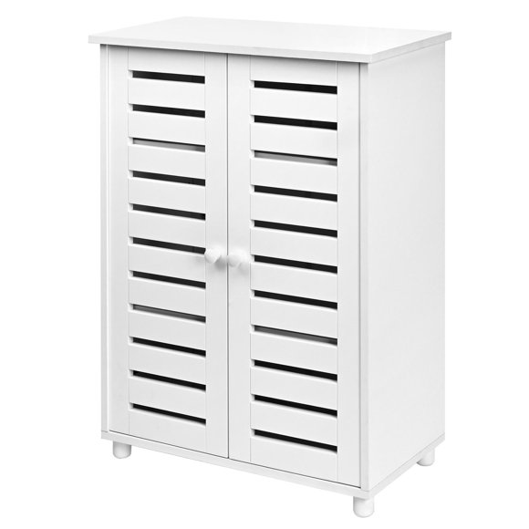 SortWise Freestanding Bathroom Floor Cabinet with 2 Adjustable Shelves, White
