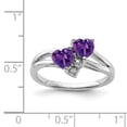 thumbnail image 2 of White Sterling Silver Ring Band Gemstone Amethyst Heart Purple Diamond Round, 2 of 2
