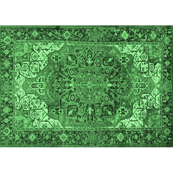 Ahgly Company Indoor Rectangle Persian Emerald Green Traditional Area Rugs, 8' x 12'