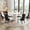 White Table+white-black Chairs, variant on 7-Piece Round Dining Table Set, 46.46" Modern Farmhouse Wood Top with Gold Roman Column Pedestal Base and 6 Velvet Nailhead Chairs with Ring Pull for Kitchen,Dining Room,Black