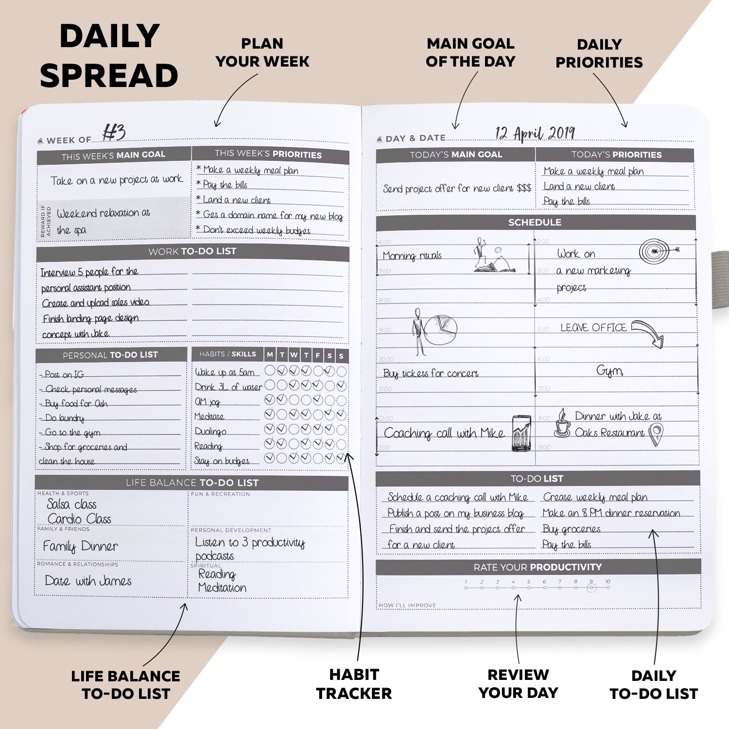 Undated Daily Planner - Life is Better With A Plan