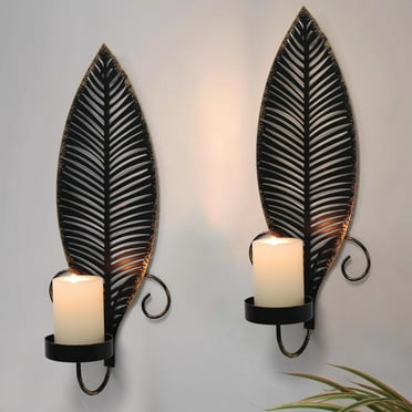 IBEEDOW Wall Candle Sconce Holder Set of 2, Metal Wall Candle Holder, Hanging Wall Mounted Decorative Candle Holder for Living Room Bedroom Dining Room
