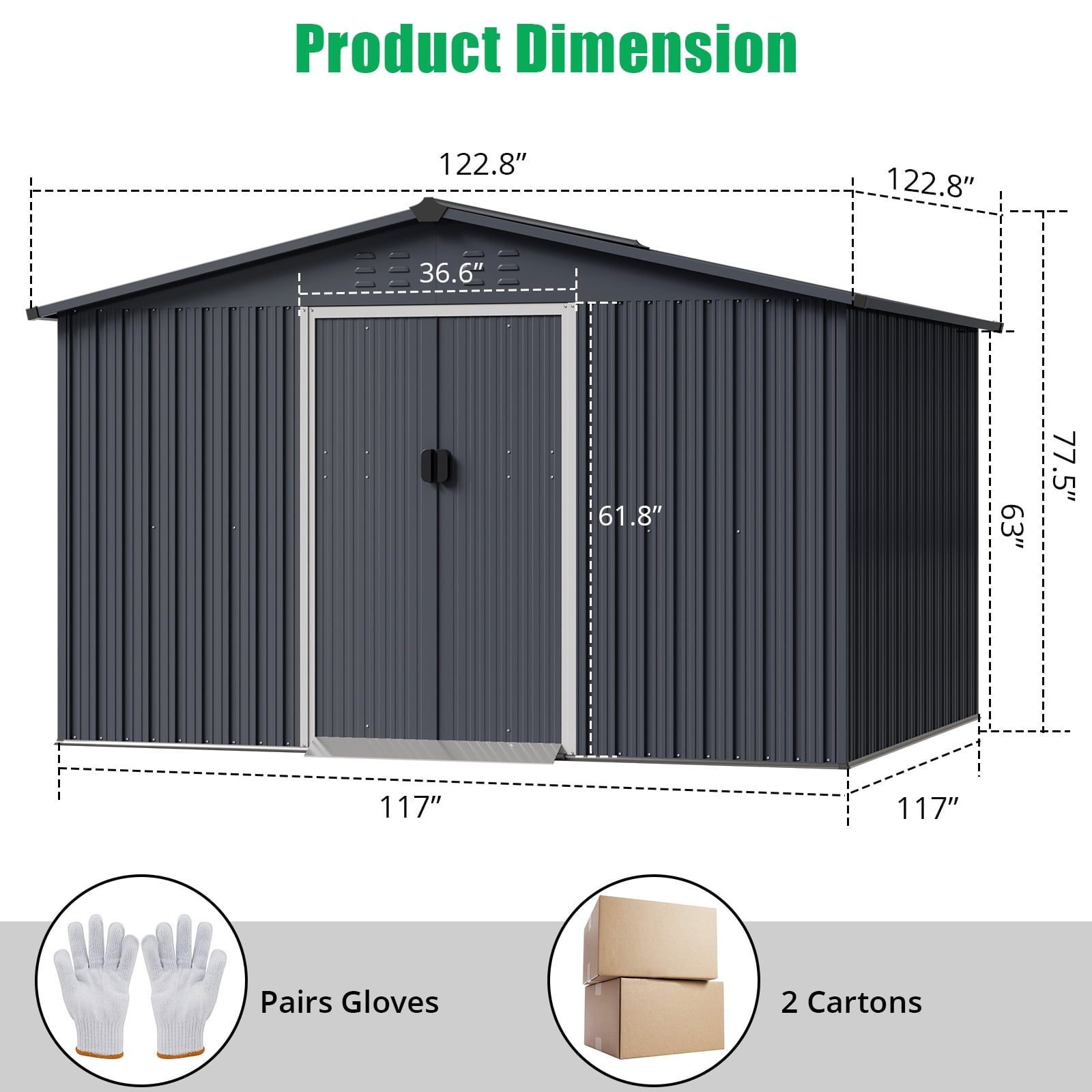 Garvee Outdoor Storage Shed, 10x10ft Large Metal Garden Shed with Lockable Door Design for Garden, Patio, Backyard, Outside