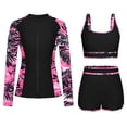 thumbnail image 4 of 3-Piece Rash Guard Swimsuits for Women UPF 50+ Bikini Top & High Waist Boyshorts Zipper Modest Swimwear Ladies Swimming Costumes Bathing Suit Soft Surf Suit Hot Pink L, 4 of 7