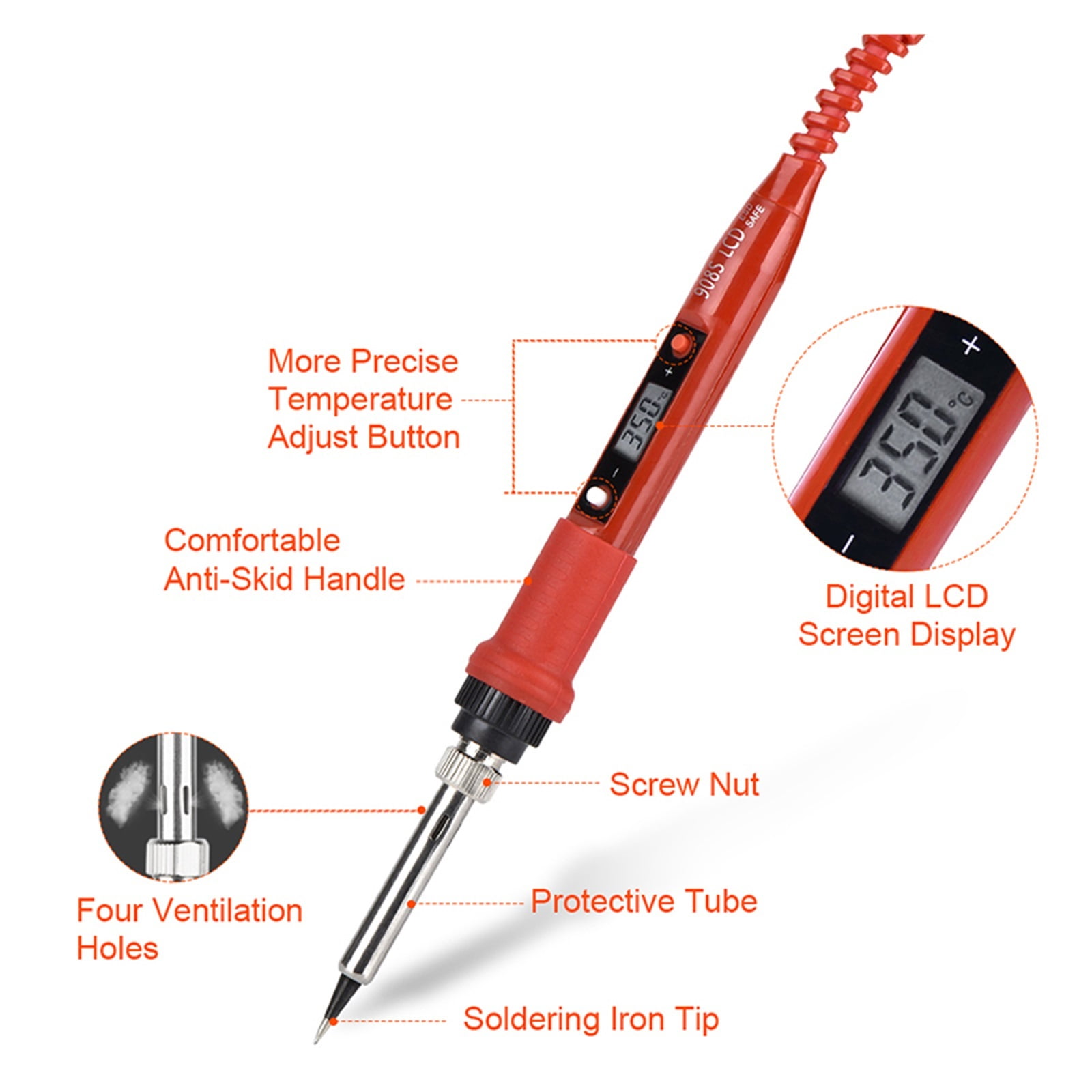 80W Soldering Iron Kit ,Adjustable Temperature LCD, With Multimeter Soldering Tips Desoldering Pump Welding Tools ,Accurate Temperature Control
