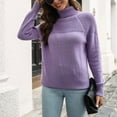 thumbnail image 6 of IROINNID Womens Sweater Turtleneck Pullover Sweater Solid Color Loose Mid-Length Long Sleeve Sweater Knitted Raglan Tops Blouse, 6 of 9