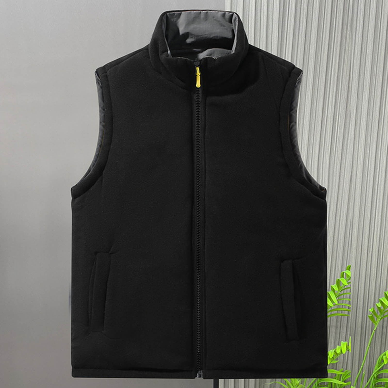zfhfof Men's Lightweight Reversible Vest Outerwear Zip Up Fleece Lined Sleeveless Jacket Winter Warm Vests for Work Running Hiking