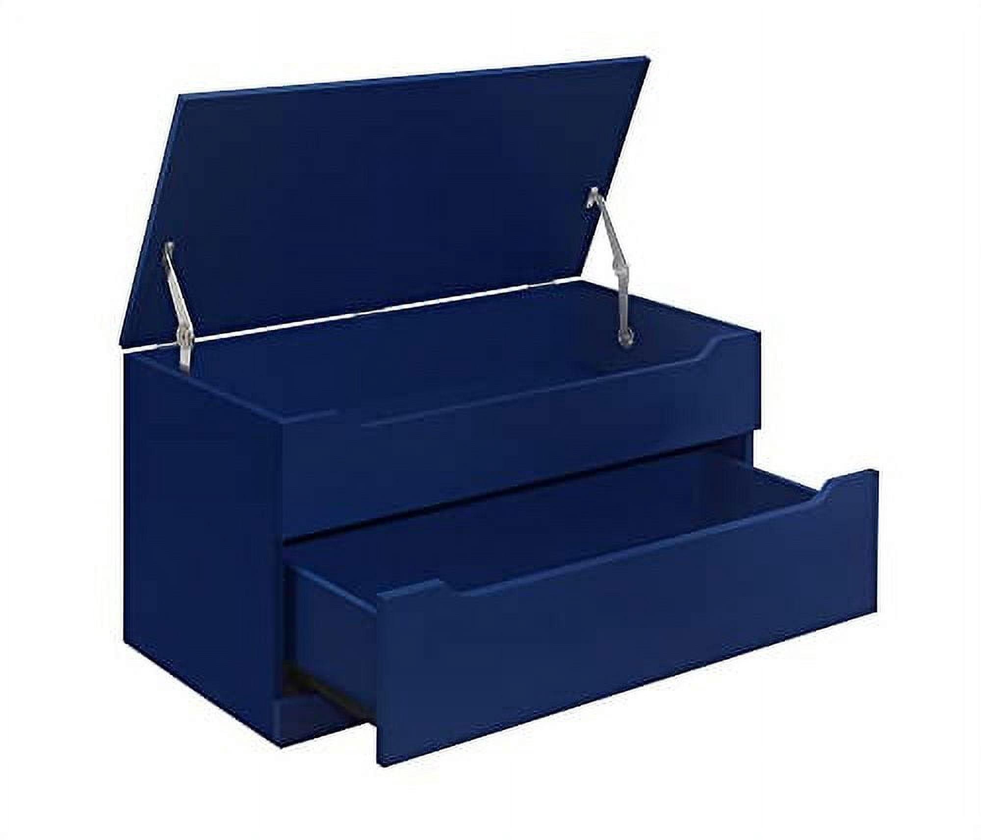 Kings Brand Furniture - Chelsea Storage Bench Toy Box Storage Chest with Drawer for Playroom, Living Room, Bedroom, Blue