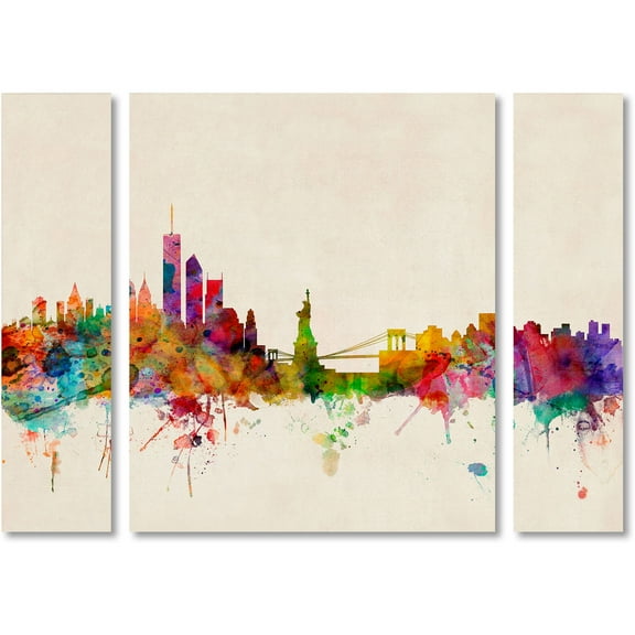 Trademark Fine Art "New York New York" Canvas Art by Michael Tompsett Three Panel Set