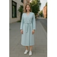 thumbnail image 3 of Women's Blue Long Sleeves Open Front Duster Robe Cardigan with two side Pocket, 3 of 4