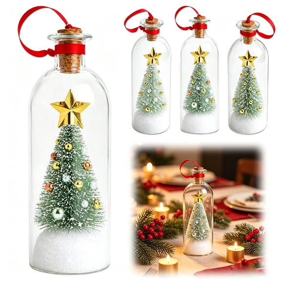 Recordable Christmas Tree Message In Bottle Ornament, 20 Second Personalized Playback Keepsake For Adult Gifting, Tabletop, Window And Hanging Holiday Display