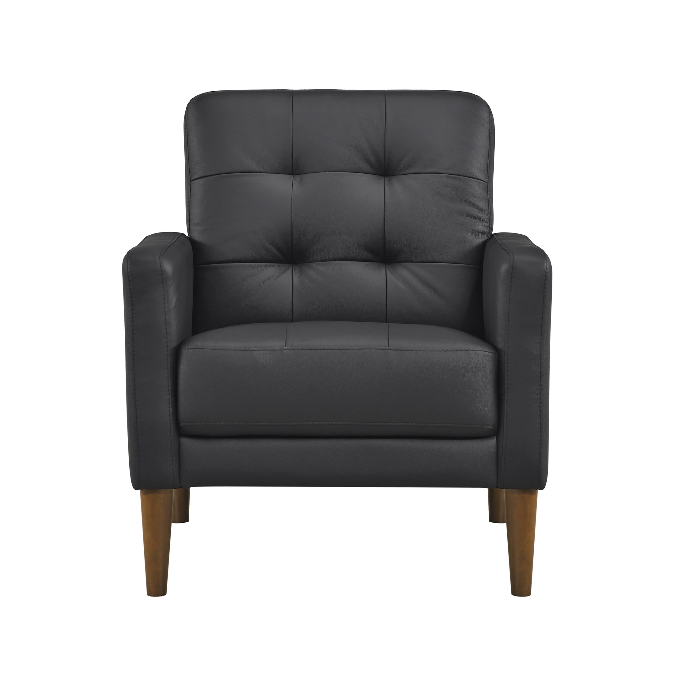 OakvillePark Noma Contemporary Tufted Leather Match Accent Chair, Black