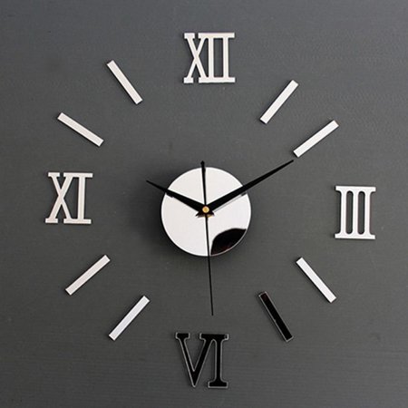 Clearance! 3D DIY Wall Clock, Frameless Large Modern Wall Clock Home Decoration Mute Mirror Wall Stickers Black Roman Numerals