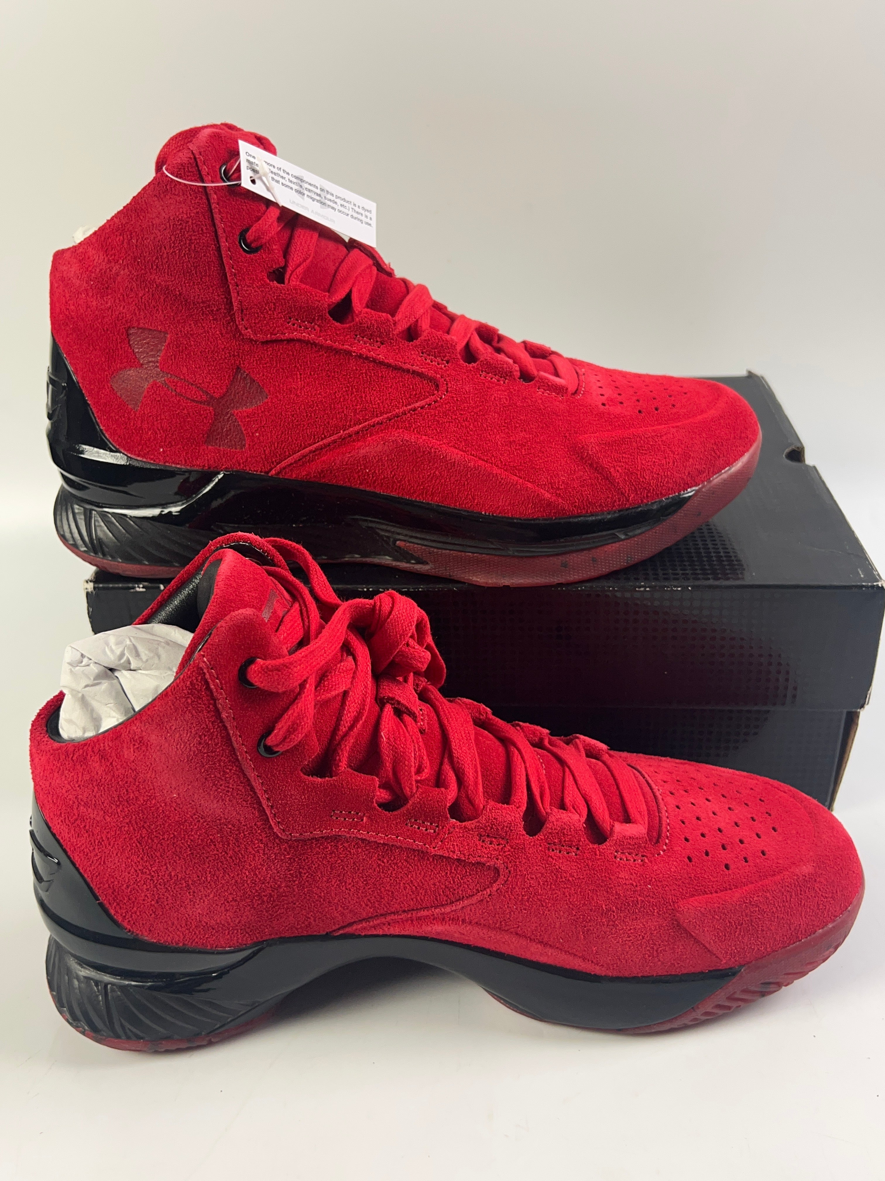 Mens Under Armour Curry 1 Lux Mid Suede Red Black 1296617 600 Walmart