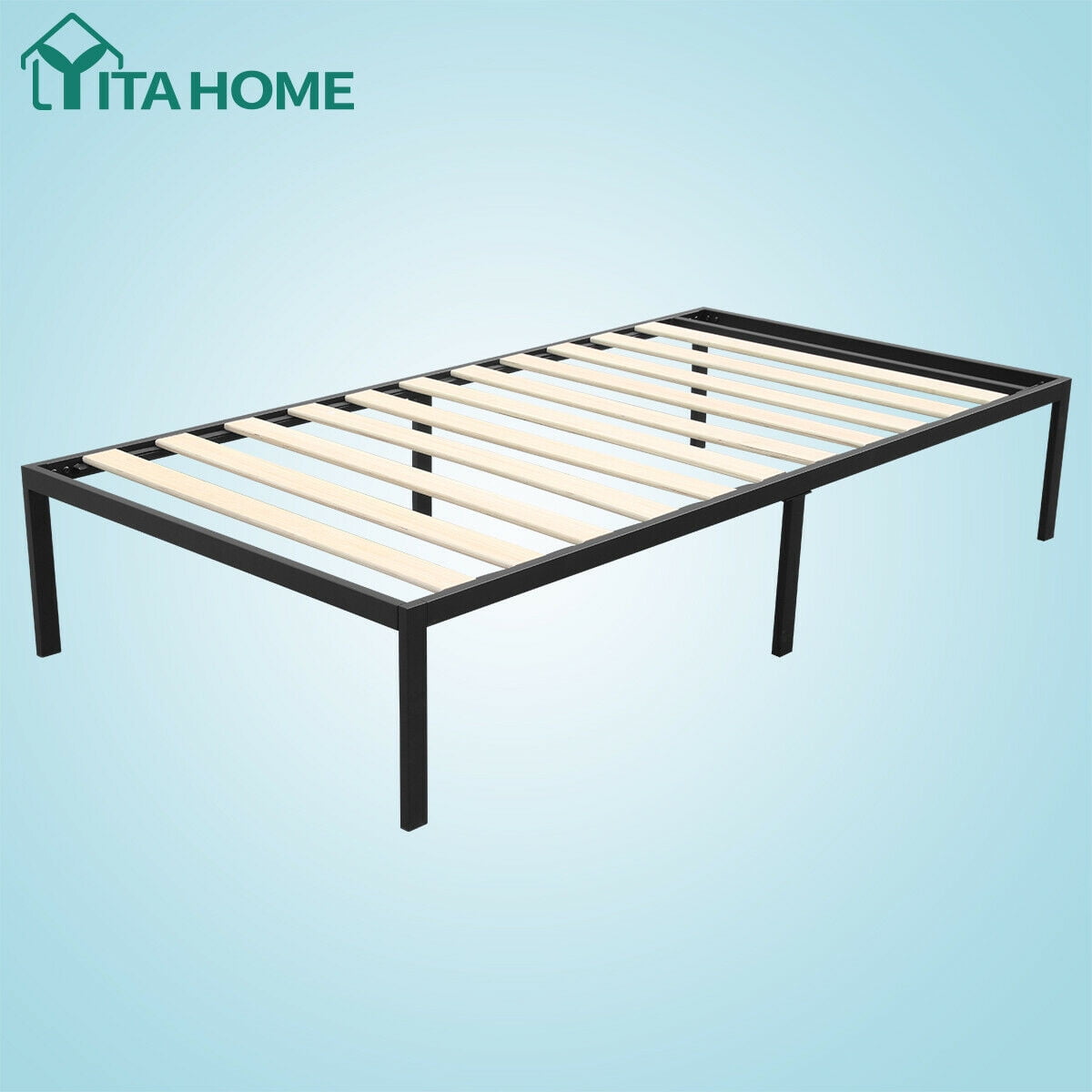 YITAHOME Queen Size Bed Frame Metal Bedroom Mattress Steel Platform Heavy Duty 