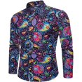 thumbnail image 5 of Camisas de discoteca de los años 70 para hombre, camisas casuales, camisas florales vintage de manga larga, cárdigan con solapa de botones, camisas de gran tamaño para hombre, 5 of 5