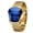 【Steel Band】All Gold - Blue Dial, variant on Men's Watch Fashion Creative Shield Design Stainless Steel Band Luxury Quartz Sport Wristwatch forMen, Business Casual Gif