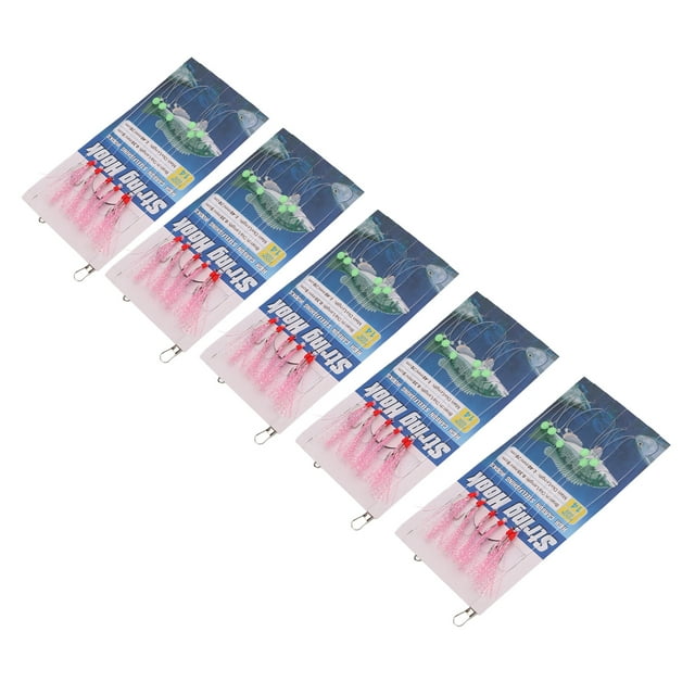Feather Bait String Hooks,6 Hooks Colorful Feather Fishing Accessory Feather Fishing String Hooks Solid Performance