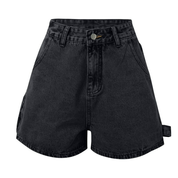 Black jean shorts high waisted deals