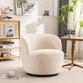 thumbnail image 5 of Kidol & Shellder Swivel Accent Chair Furry Round Barrel Chair 360 Degree Sofa Club Armchairs for Living Room Bedroom, Beige, 5 of 6