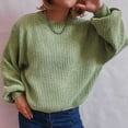 thumbnail image 5 of Juslio Womens Sweaters Pullovers Sweaters Solid Crew Neck Knit Fashion Green, 5 of 6
