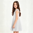 thumbnail image 7 of QIUOMBBP Flutter Sleeve Dress Short for Girls Solid Color Crewneck Dresses Fashion Summer Outdoor Clothes White 9-10Years, 7 of 7