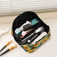 thumbnail image 2 of FORMRS Makeup Bag Travel Cosmetic Organizer for Women Fold Flat Zipper Pouch with Handle, Stained Glass Sunflowers Pattern, 2 of 8
