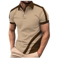 thumbnail image 3 of Fnnxeal Mens Polo Shirts, Solid Button Casual Collared Summer Big and Tall Shirt Khaki Polo Shirts for Men Size 2XL, 3 of 4