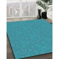 thumbnail image 3 of Ahgly Company Machine Washable Indoor Round Transitional Bright Turquoise Blue Area Rugs, 7' Round, 3 of 7