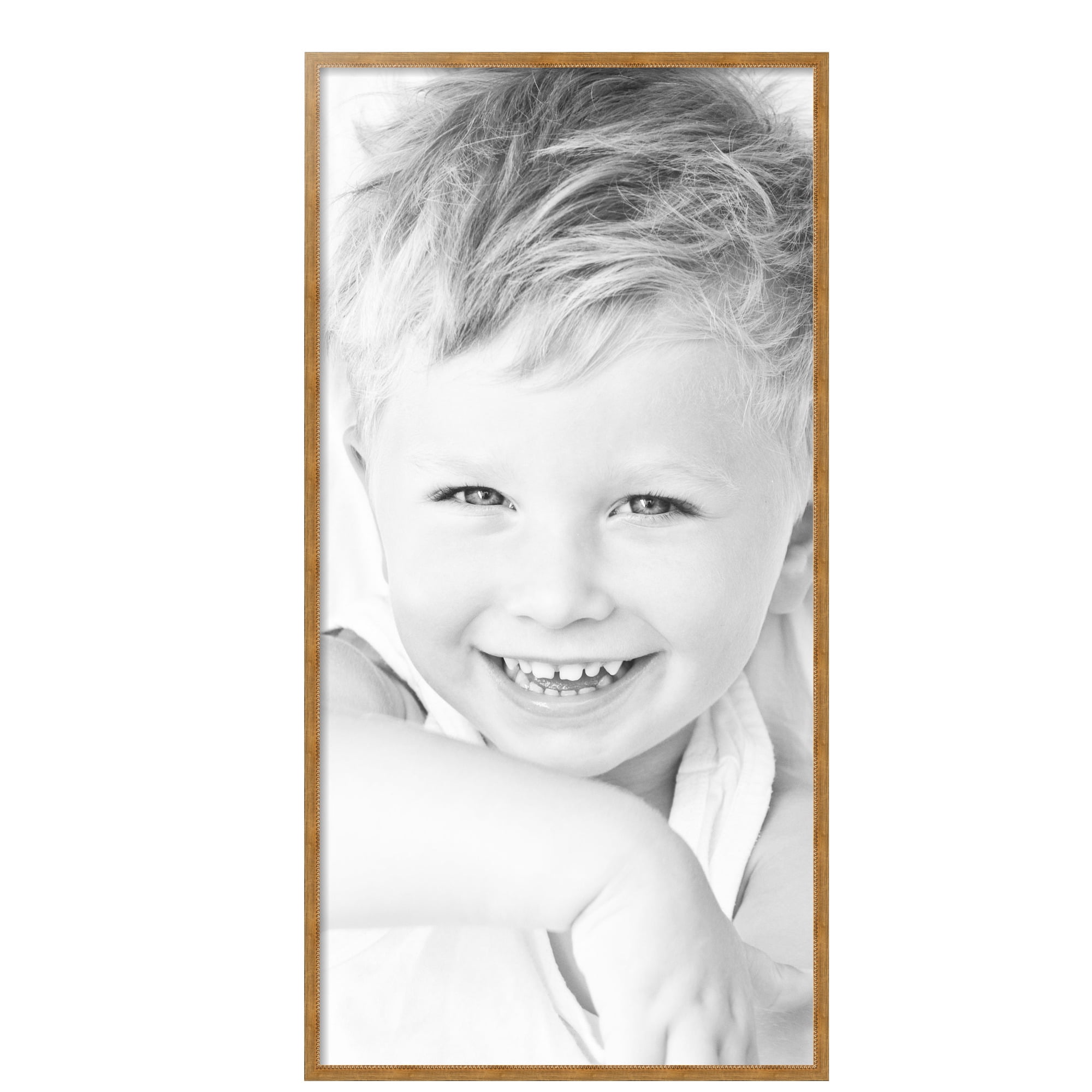 ArtToFrames 24" x 48" Gold Square with Beads Picture Frame, 24x48 inch Gold Wood Poster Frame (WOM-5020),  Pack