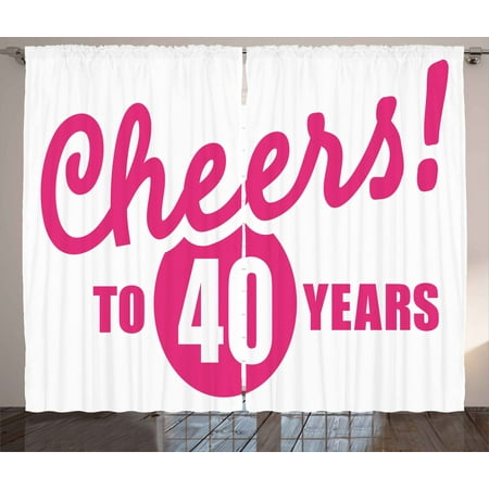 40th Birthday Curtains 2 Panels Set Cheerful Happy Mood Greeting