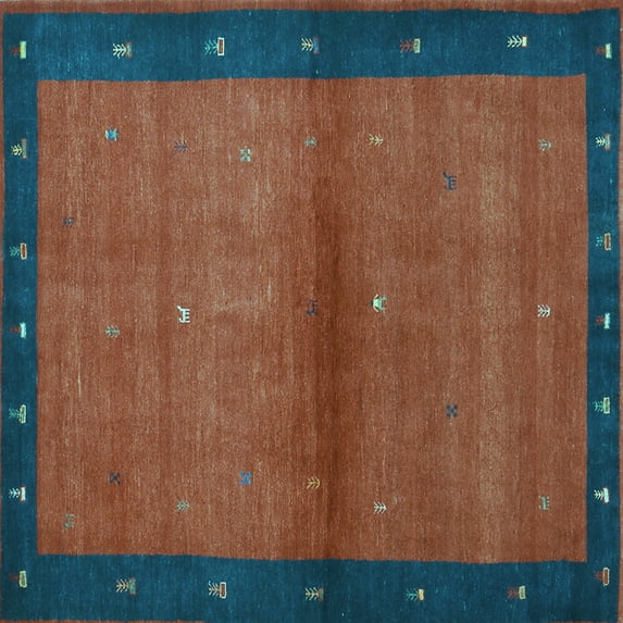 Ahgly Company Indoor Square Abstract Light Blue Contemporary Area Rugs, 7' Square