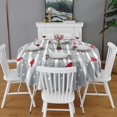 thumbnail image 2 of Gray Christmas Cardinal Bird Pattern Round Tablecloth 60"x60",Wrinkle Wipeable Table Cloth for Kitchen Dining Room Picnic Patio Party, 2 of 6