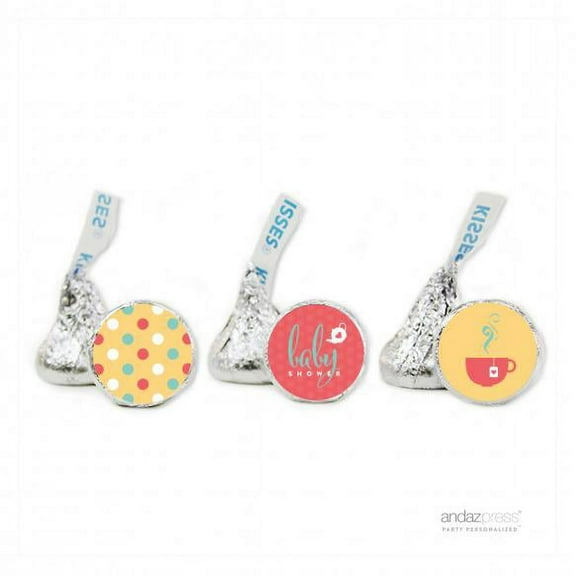 Party Yellow Tea Party Baby Shower Hershey´s Kiss Favor Labels, 216-Pack