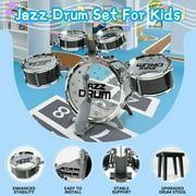 JUGAAD LIFE Kids Drum Set for Toddler 10-Piece Beginners Jazz Drum Set with Stools, Toys for Boys Girls Aged 3-14 Years Old Beginner Birthday Gift Black