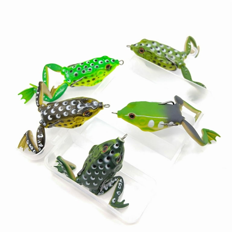 5pcs 5.5cm/13g Rubber Frog with Metal Blade Floating Fishing Lures Soft Bait