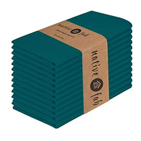 

Native Fab Cloth Dinner Napkins Set of 12 Cotton 17x17 Absorbent Soft Restaurant Hotel Quality - Cocktail Napkins Wedding Dinner Napkins - Everyday Use Easy Care Washable - Teal Green