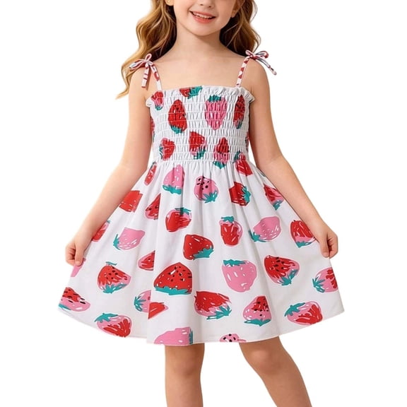 Tdoqot Toddler Flower Girls Dress- Midi Dreess Crewneck Cute Sleeveless Summer Casual Dresses Red Size 4T
