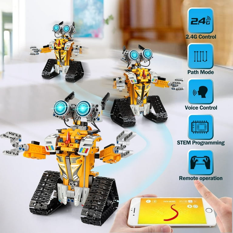 YESHIN Robot Building STEM Toys: 5 in 1 STEM Projects for Kids Ages 8-12,  Remote & APP Control Educational Coding Kit, DIY Rechargeable Robot Gifts