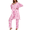 Pink, variant on Womens 3 Piece Pajama Set Floral Butterfly Loungewear With Belted Robe And Pants
