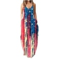 thumbnail image 4 of SMihono Robe Maxi Bohème d'Été pour Femmes Grande Taille Mode Féminine Col Rond Sans Manches Robe Imprimée de Plage, 4 of 7