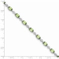 thumbnail image 3 of White Sterling Silver bracelet Gemstones Peridot Oval Green Topaz Round 7 in 4 mm, 3 of 4
