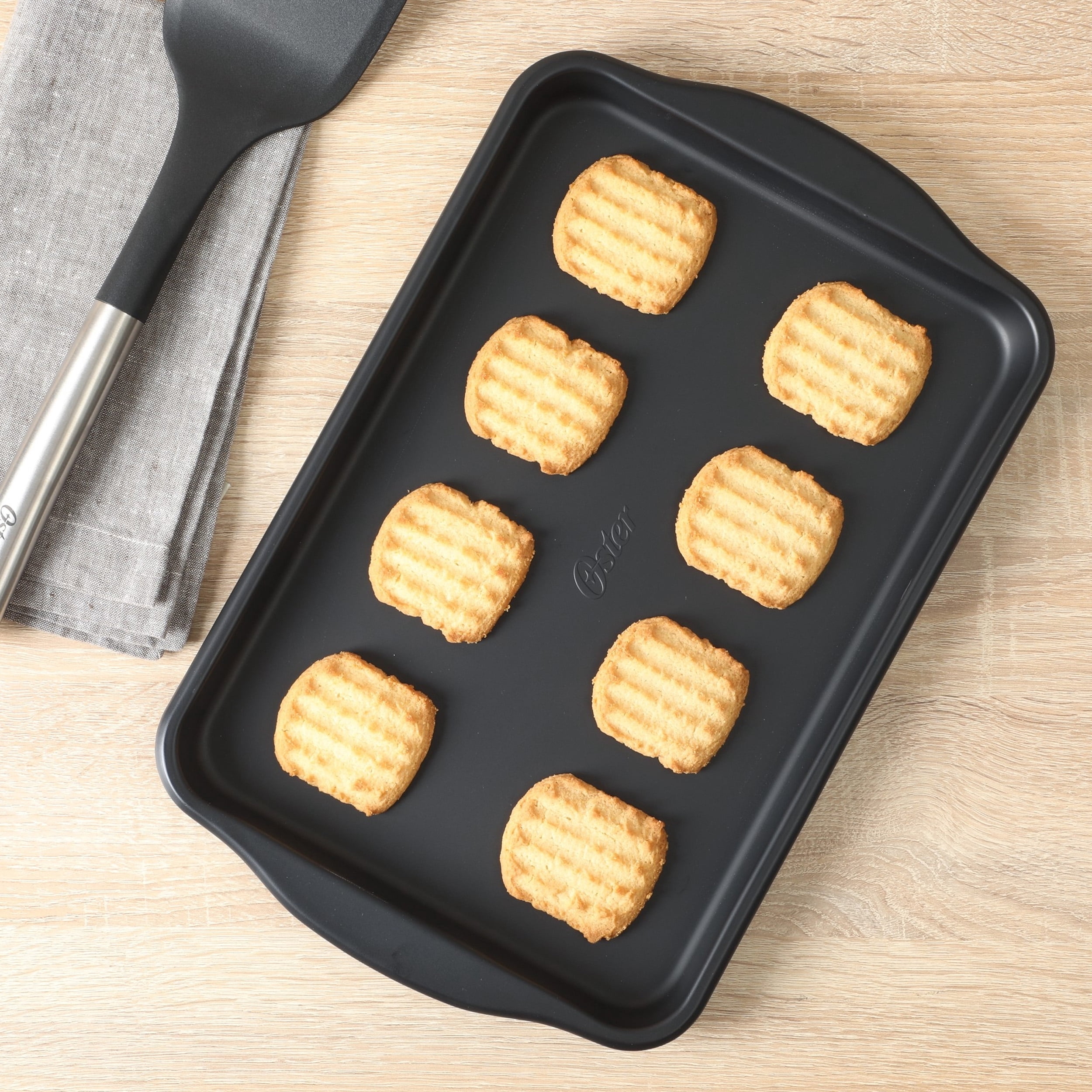 Oster Teston Platinum Collection 13x9 Inch Nonstick Carbon Steel Cookie Sheet in Matte Black