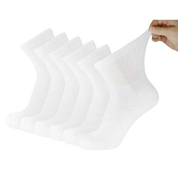 6 Pack of Small Size Mens Diabetic Quarter Length Athletic Sport Ankle Socks (White, 9-11)