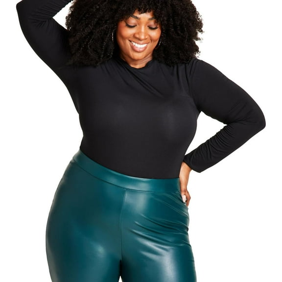 Nina Parker Womens Trendy Basic T-Shirt, Black, Plus Size, 1X