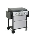 thumbnail image 3 of Canddidliike 4-Burner Propane Gas BBQ Grill, SS Plancha, 49200BTU Output Stainless Steel Grill With Wire Enamel Cooking Grids For Outdoor Barbecue, Foldable Side Table, Hanging Basket, Black, 3 of 9